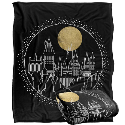 Multicoloured - Side - Harry Potter Hogwarts Outline Blanket