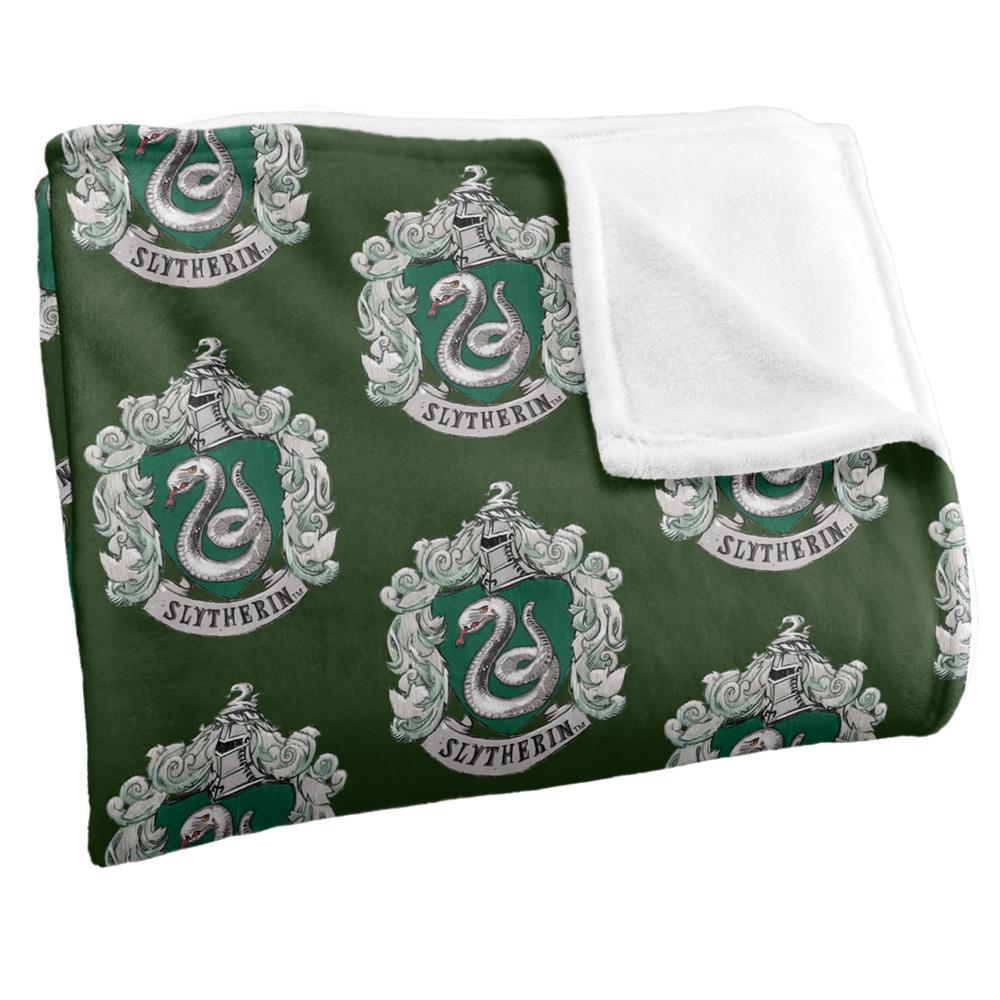 Multicoloured - Back - Harry Potter Slytherin Repeat Print Blanket
