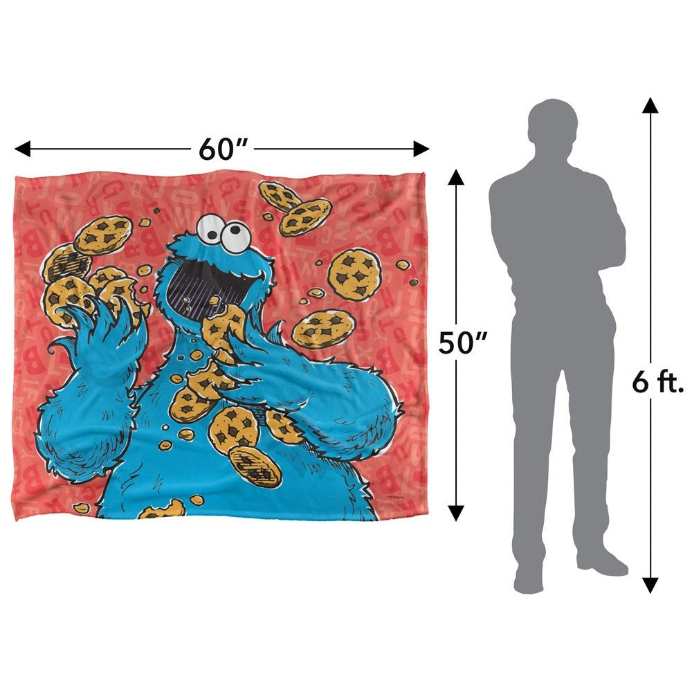Multicoloured - Pack Shot - Sesame Street Drawn Cookie Monster Blanket