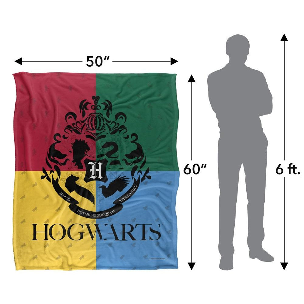 Multicoloured - Pack Shot - Harry Potter Hogwarts Crest Blanket