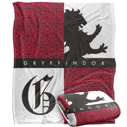 Multicoloured - Side - Harry Potter Gryffindor Squares Blanket