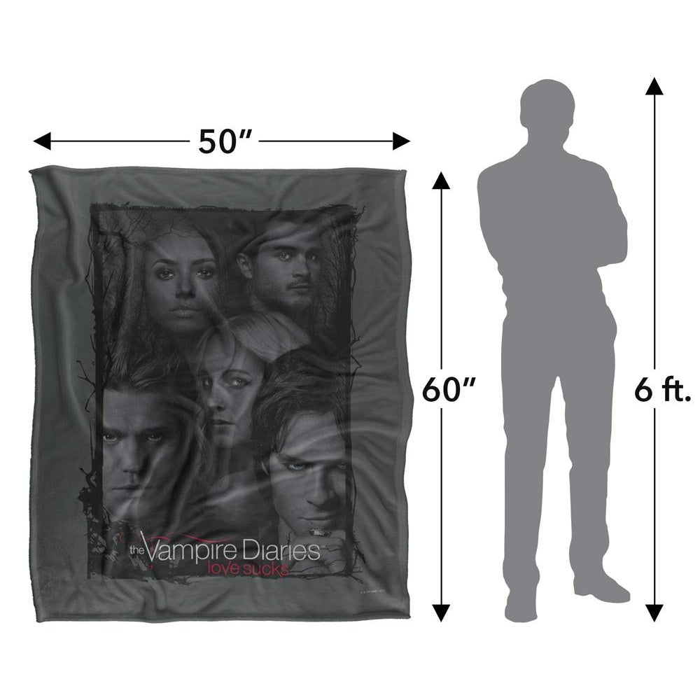 Multicoloured - Pack Shot - Vampire Diaries Love Sucks Character Heads Blanket