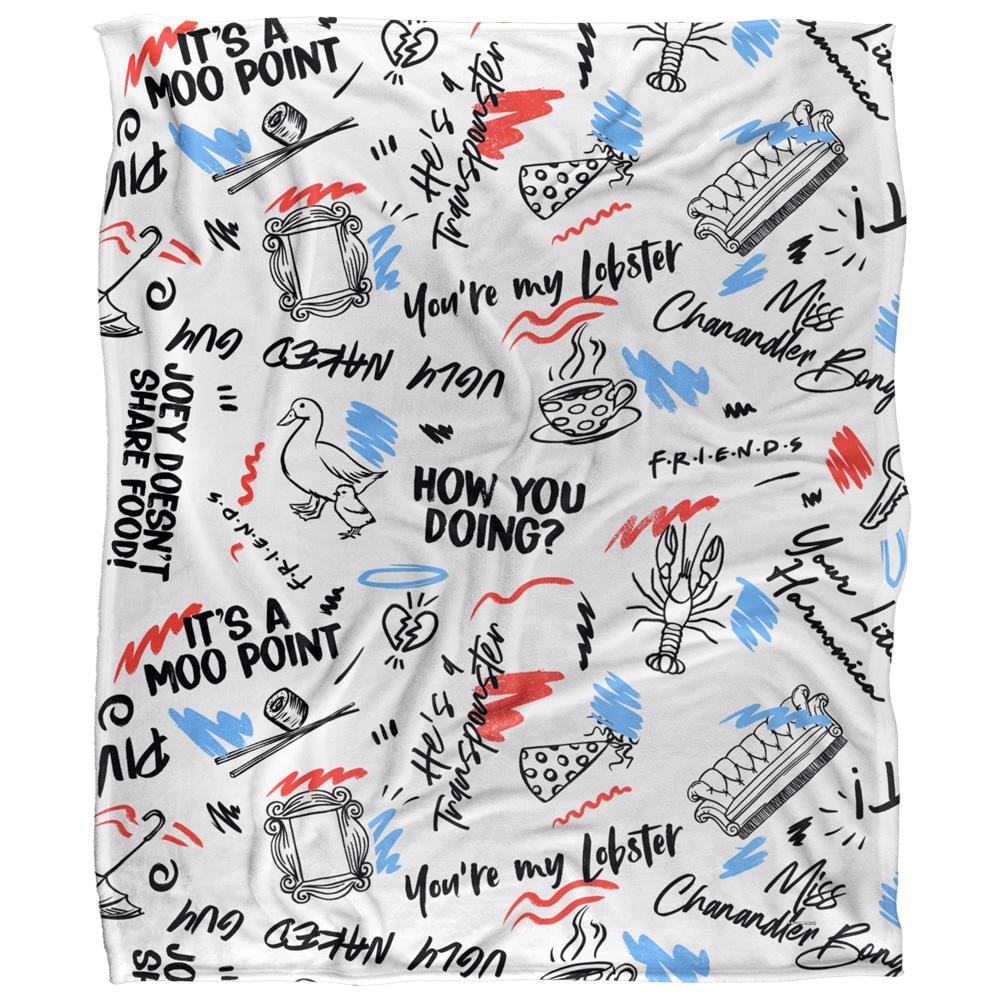 Multicoloured - Front - Friends Doodles Blanket