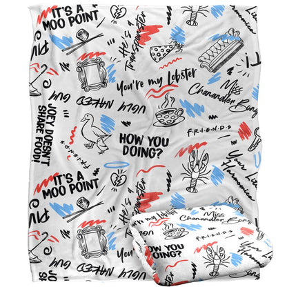 Multicoloured - Side - Friends Doodles Blanket