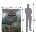 Multicoloured - Pack Shot - Jurassic World T-Rex Blanket