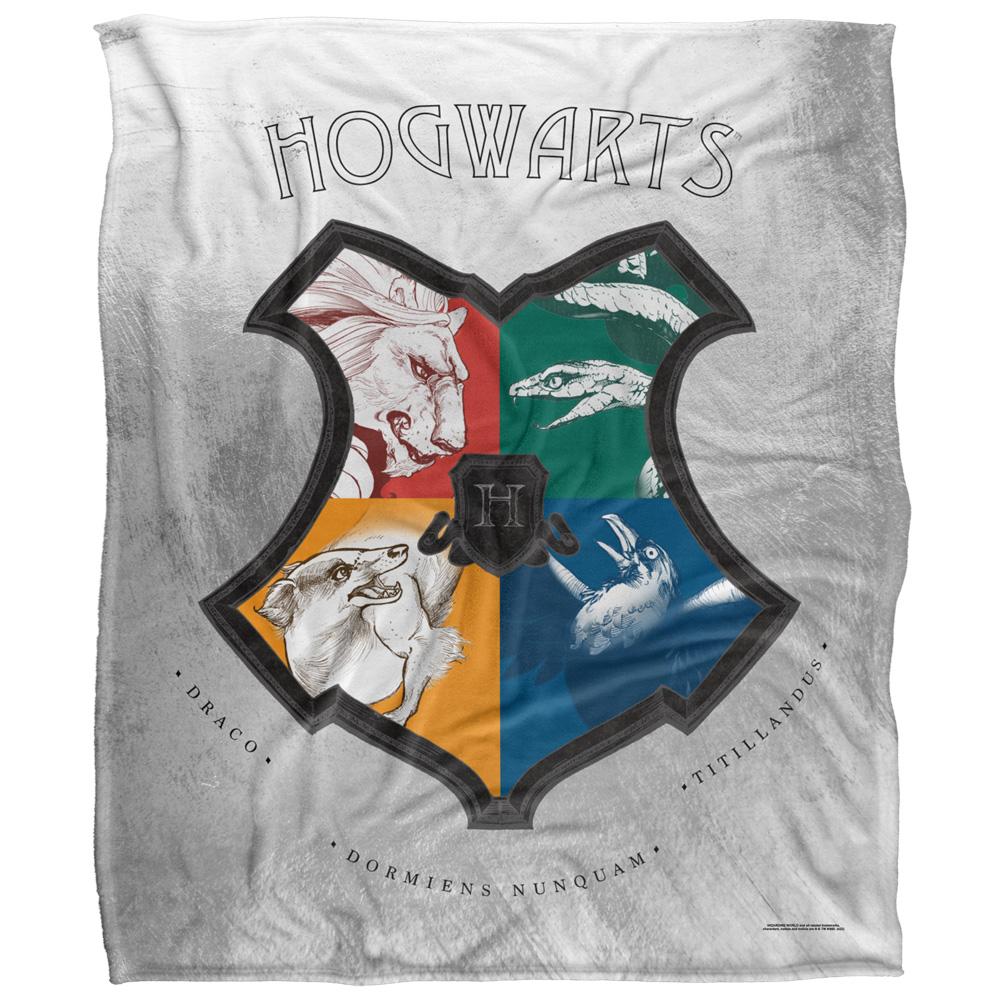 Multicoloured - Front - Harry Potter Hogwarts Crest Blanket