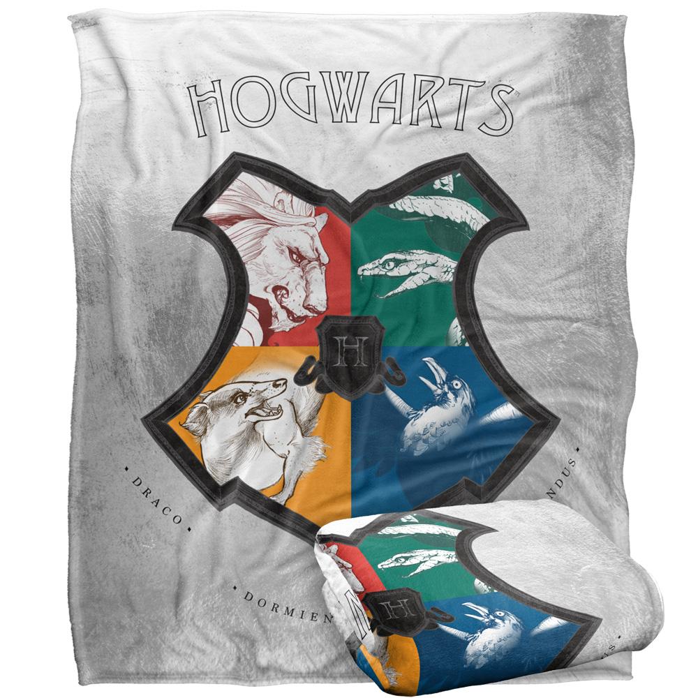 Multicoloured - Side - Harry Potter Hogwarts Crest Blanket