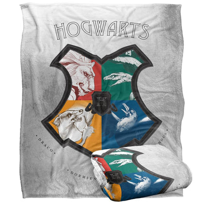 Multicoloured - Side - Harry Potter Hogwarts Crest Blanket