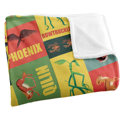 Multicoloured - Side - Fantastic Beasts Collage Blanket