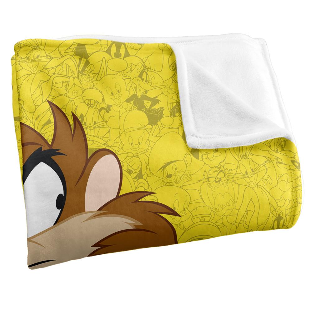 Multicoloured - Back - Looney Tunes Character Collage Taz Blanket