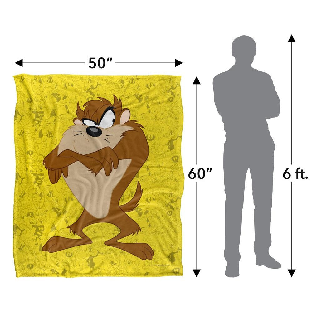 Multicoloured - Pack Shot - Looney Tunes Character Collage Taz Blanket