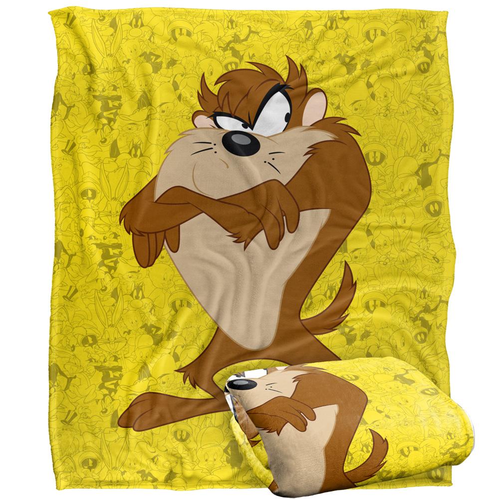 Multicoloured - Side - Looney Tunes Character Collage Taz Blanket