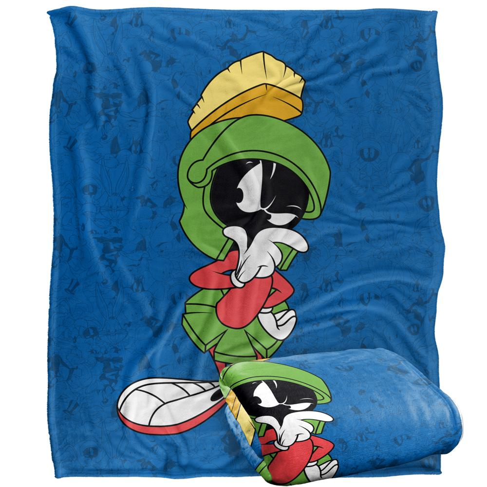Multicoloured - Side - Looney Tunes Character Collage Marvin The Martian Blanket