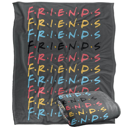 Multicoloured - Side - Friends Stacked Logo Blanket