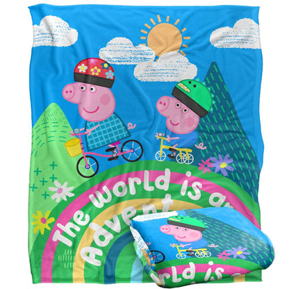 White - Side - Peppa Pig World Is An Adventure Blanket