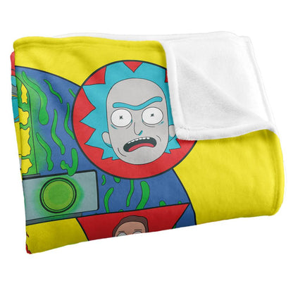 Multicoloured - Back - Rick And Morty Abstract Blanket