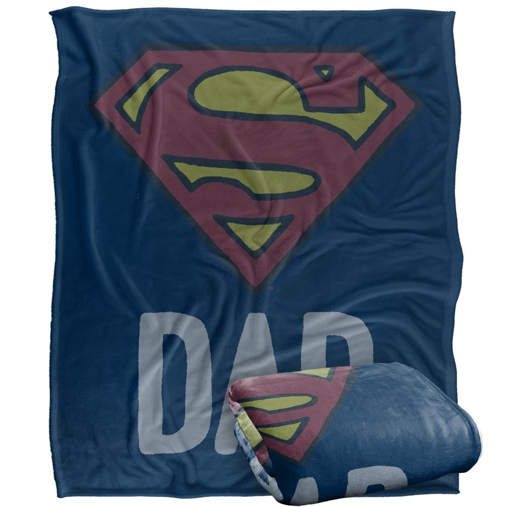 Multicoloured - Side - Superman Dad Logo Blanket