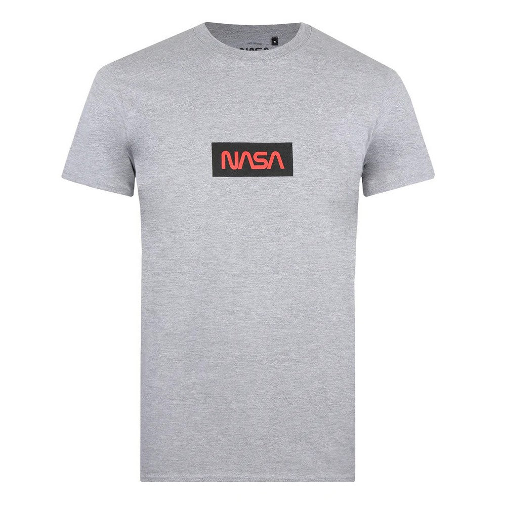 Grey - Front - NASA Mens Box Logo T-Shirt