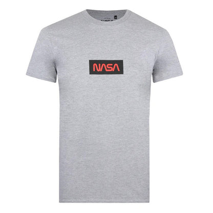 Grey - Front - NASA Mens Box Logo T-Shirt