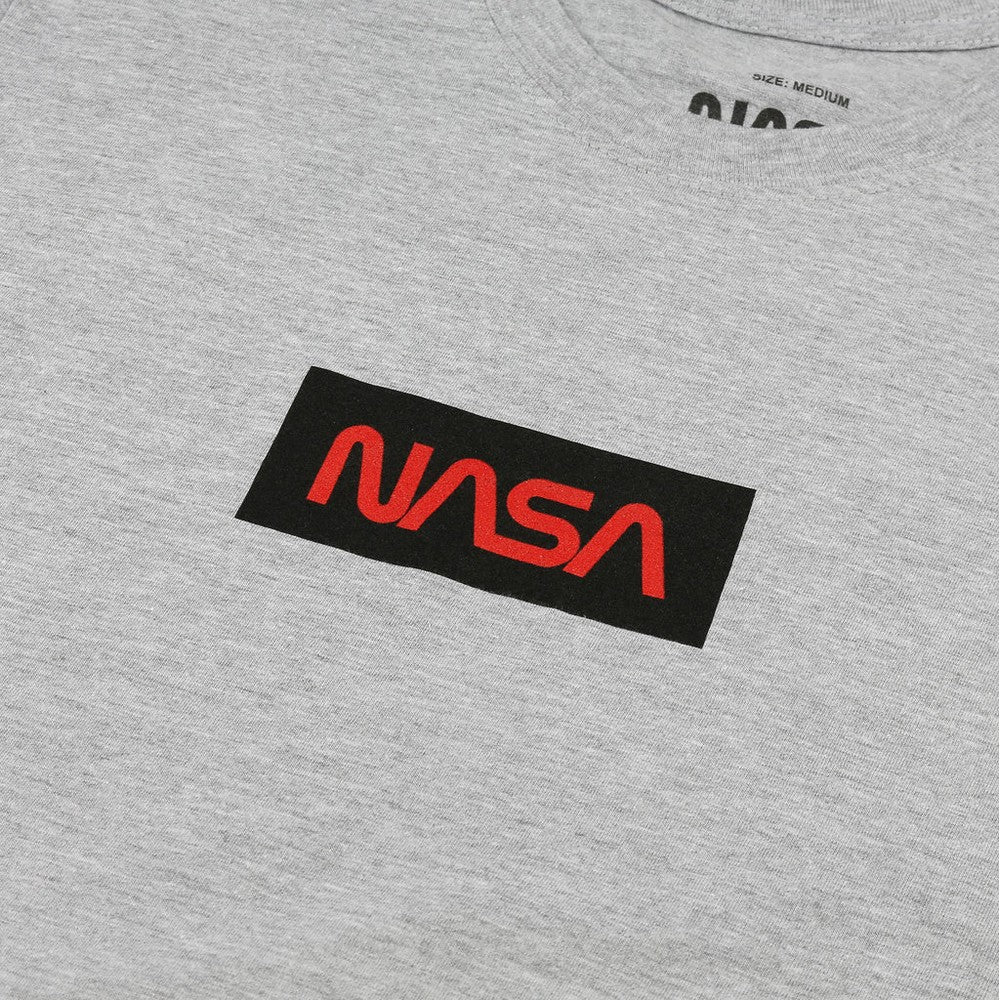 Grey - Side - NASA Mens Box Logo T-Shirt
