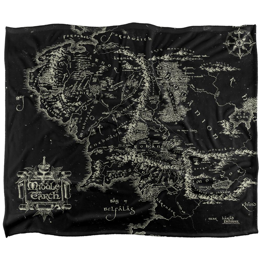 Multicoloured - Front - Lord Of The Rings World Map Blanket