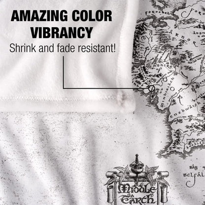 White - Lifestyle - Lord Of The Rings World Map Blanket