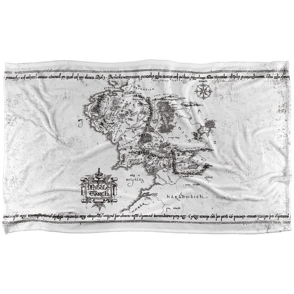 White - Front - Lord Of The Rings World Map Blanket