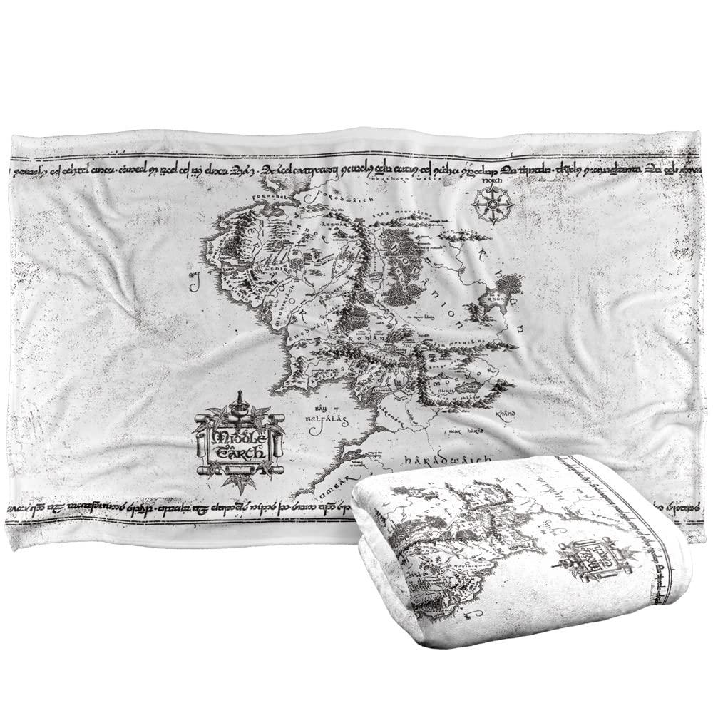 White - Back - Lord Of The Rings World Map Blanket