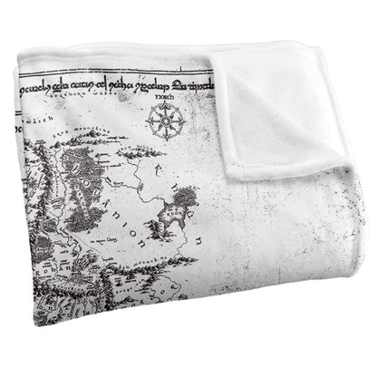 White - Side - Lord Of The Rings World Map Blanket