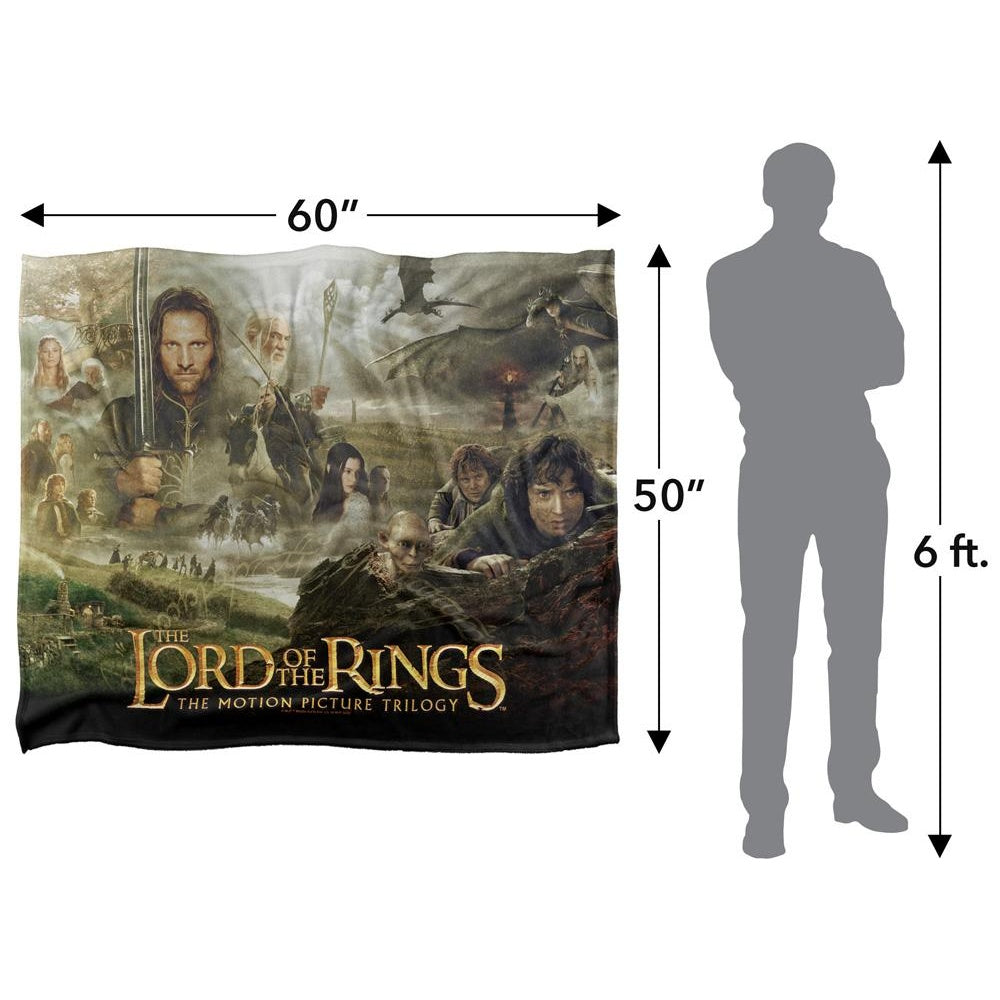 Multicoloured - Pack Shot - Lord Of The Rings Movie Poster Blanket