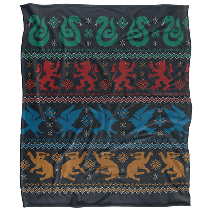 Multicoloured - Front - Harry Potter Hogwarts Houses Winter Blanket