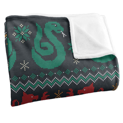 Multicoloured - Back - Harry Potter Hogwarts Houses Winter Blanket
