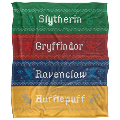 Multicoloured - Front - Harry Potter Hogwarts Houses Christmas Blanket