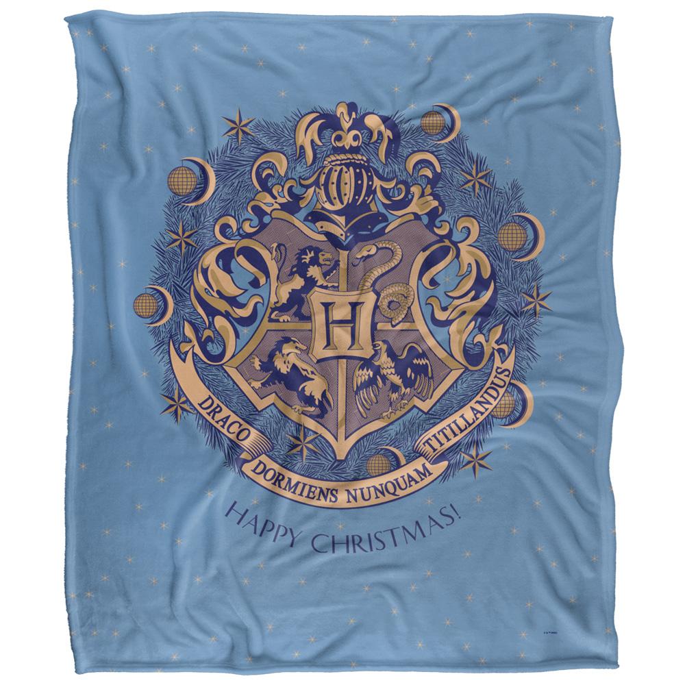 Multicoloured - Front - Harry Potter Happy Christmas Hogwarts Crest Blanket