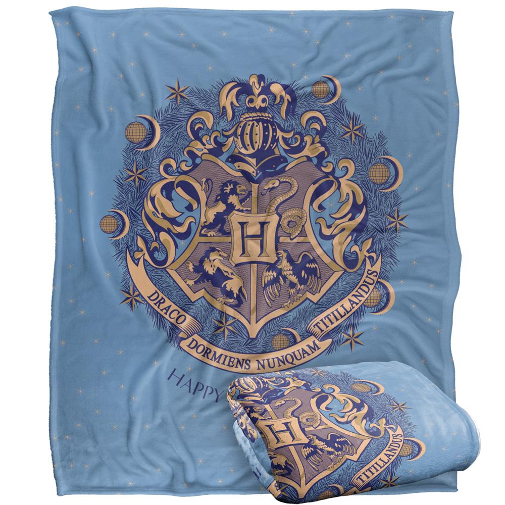 Multicoloured - Side - Harry Potter Happy Christmas Hogwarts Crest Blanket