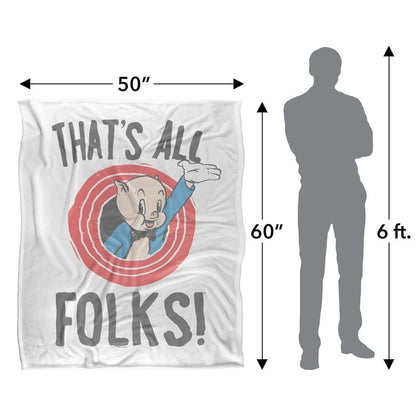 Multicoloured - Pack Shot - Looney Tunes Thats All Folks Porky Pig Blanket