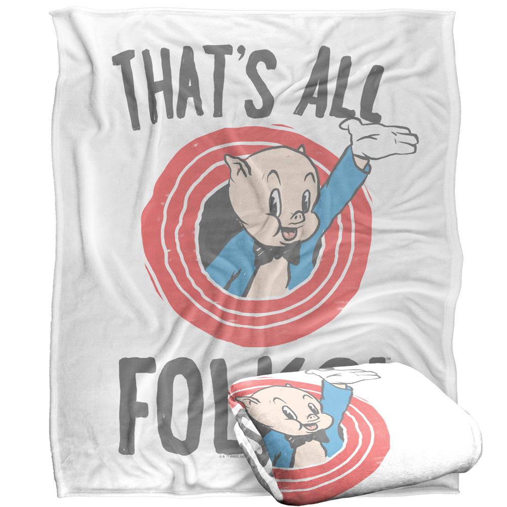 Multicoloured - Side - Looney Tunes Thats All Folks Porky Pig Blanket