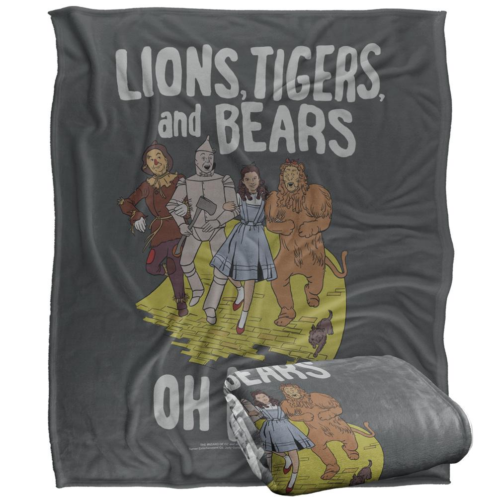 Multicoloured - Side - The Wizard Of Oz Lions, Tigers, And Bears Blanket