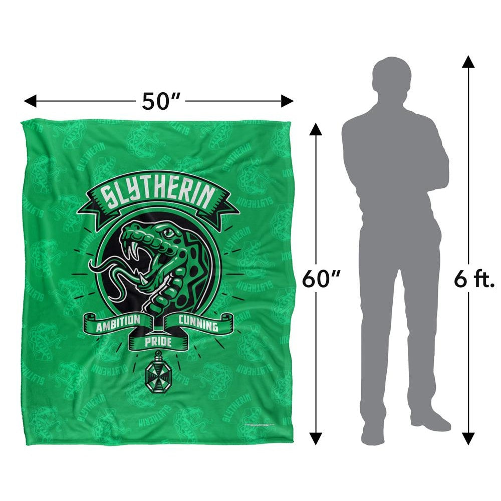 Multicoloured - Pack Shot - Harry Potter Ambition, Cunning, Pride Slytherin Blanket