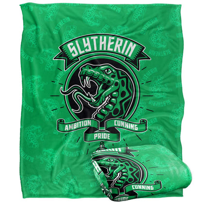 Multicoloured - Side - Harry Potter Ambition, Cunning, Pride Slytherin Blanket