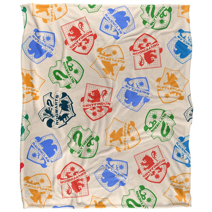 Multicoloured - Front - Harry Potter House Crests Blanket
