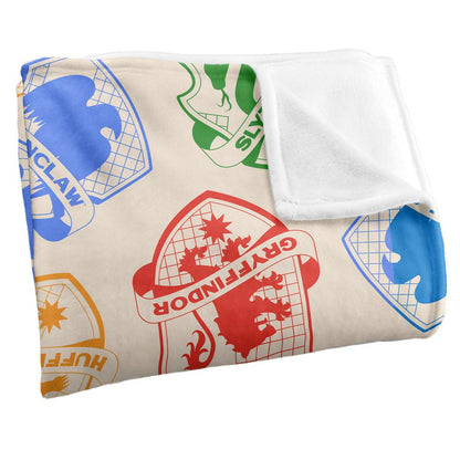 Multicoloured - Back - Harry Potter House Crests Blanket