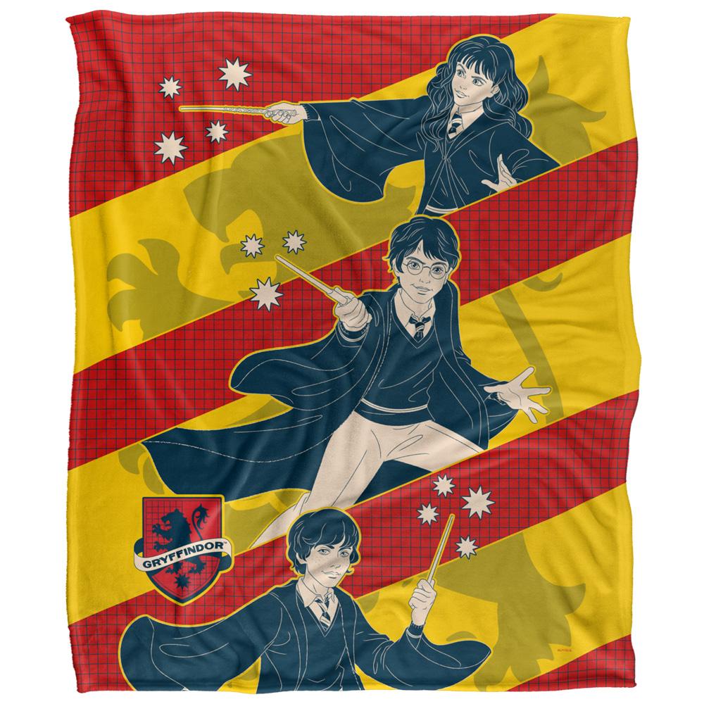 Multicoloured - Front - Harry Potter Cartoon Harry, Ron And Hermione Blanket