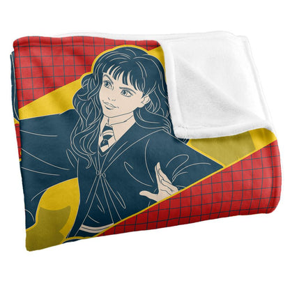 Multicoloured - Back - Harry Potter Cartoon Harry, Ron And Hermione Blanket