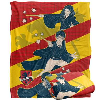 Multicoloured - Side - Harry Potter Cartoon Harry, Ron And Hermione Blanket