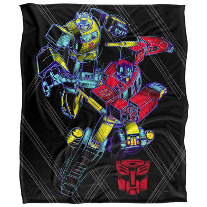 Multicoloured - Front - Transformers Sketch Optimus Prime & Bumblebee Blanket