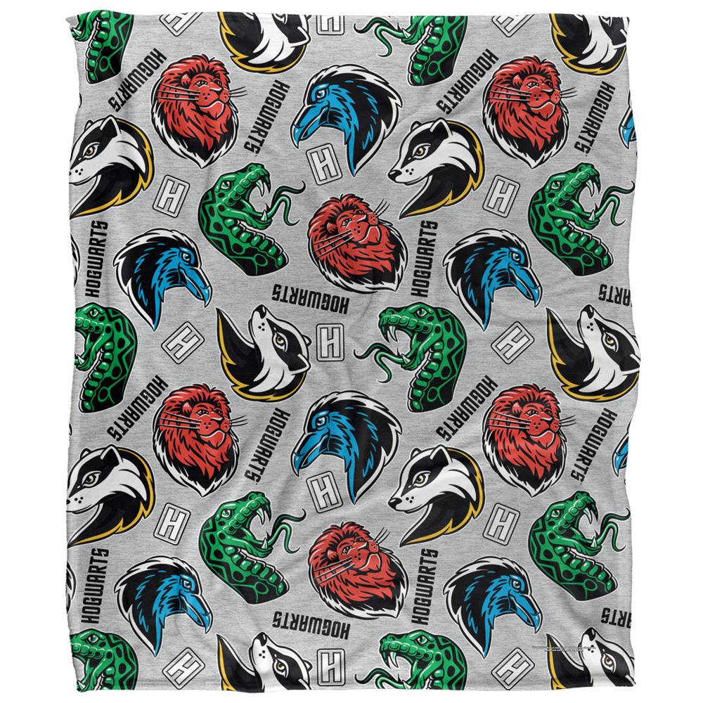 Multicoloured - Front - Harry Potter Hogwarts Icons Blanket