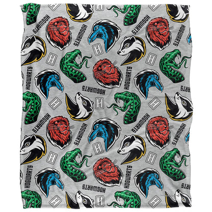 Multicoloured - Front - Harry Potter Hogwarts Icons Blanket