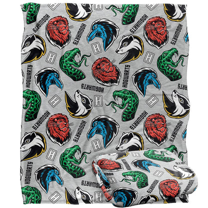 Multicoloured - Side - Harry Potter Hogwarts Icons Blanket