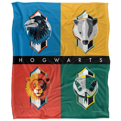 Multicoloured - Front - Harry Potter Bold Hogwarts Houses Blanket